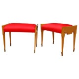 Pair of Red Cushioned Small Bench's