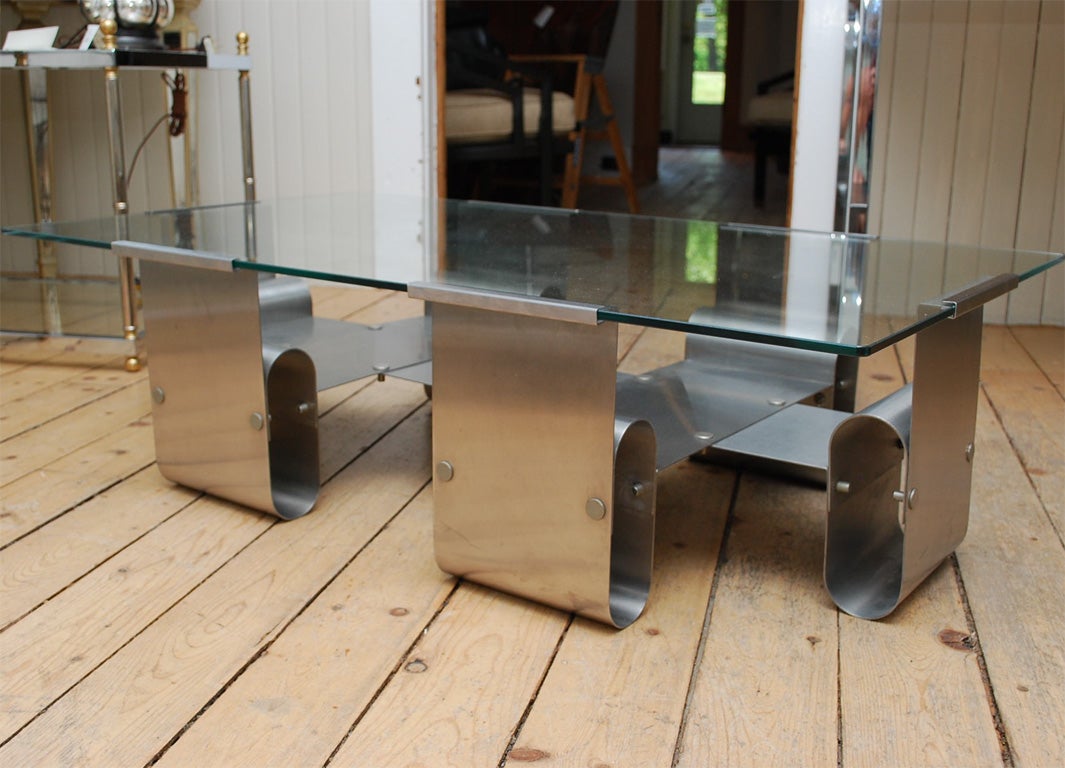 Table industrielle en verre Francois Monnet