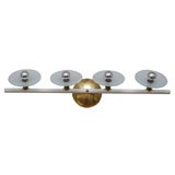 Horizontal Brass Sconce with Glass Bobeches by Lightolier