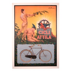 Cicli Attila, stone lithograph poster by Alessandro Pomi, c.1900