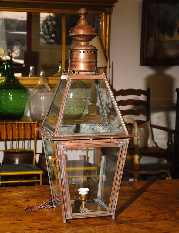 Just the sort of delightful item that will make an impression on any setting. This 19th century gas street lamp has been rewired and  makes a most imposing lighting fixture. <br />
Jefferson West Antiques offer over 3,000 items of furniture,