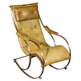 A Fabulous English Metal Rocking Chair in Leather, Circa 1890