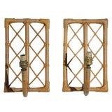 Vintage Pair of Faux French Bamboo Wall Sconces