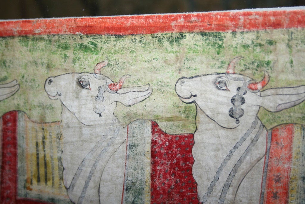 18th c. Indian Pichwai of Holy Cows 3