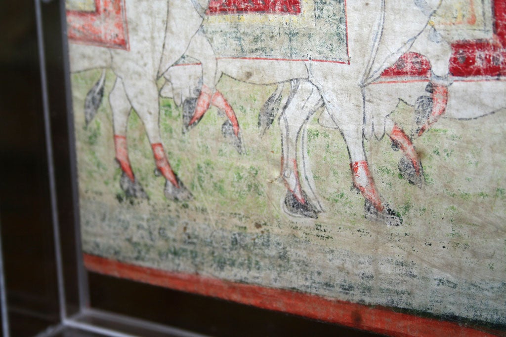 18th c. Indian Pichwai of Holy Cows 4