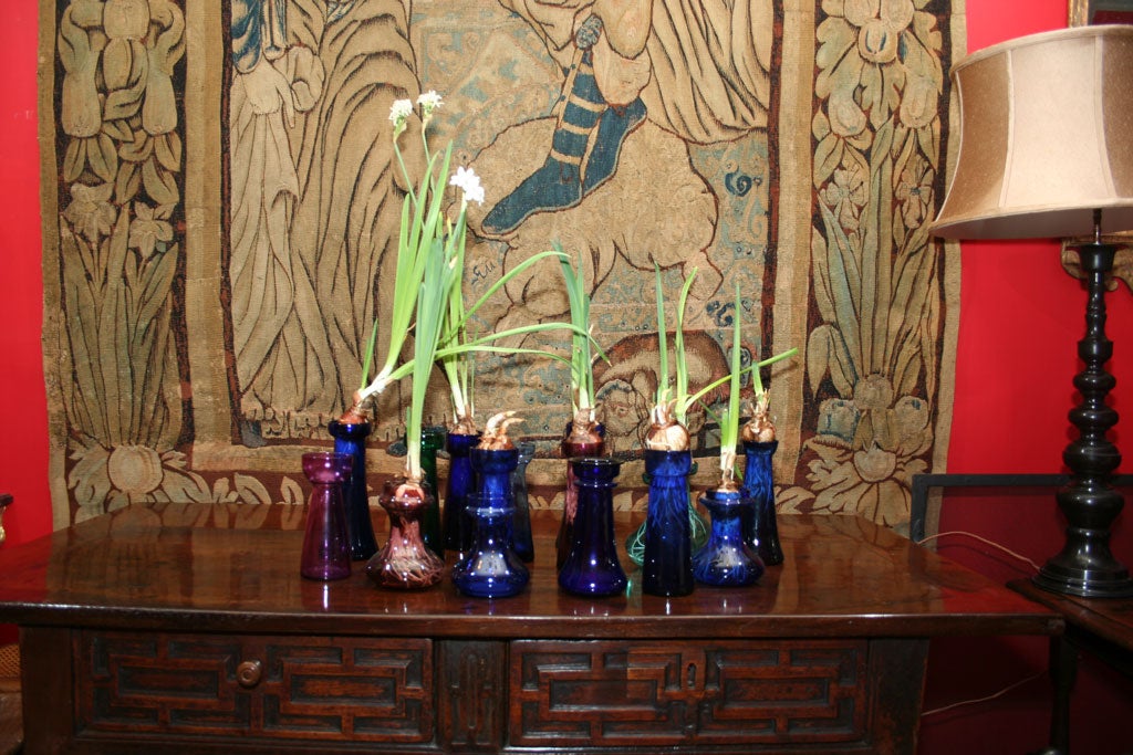 A Collection of 19th c. English Jewel-Tone Bulb Vases