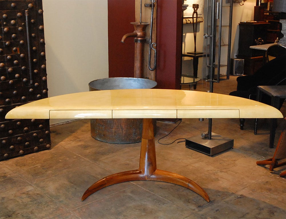 Half moon parchment desk at 1stDibs