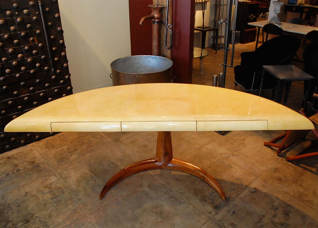Half moon parchment desk at 1stDibs