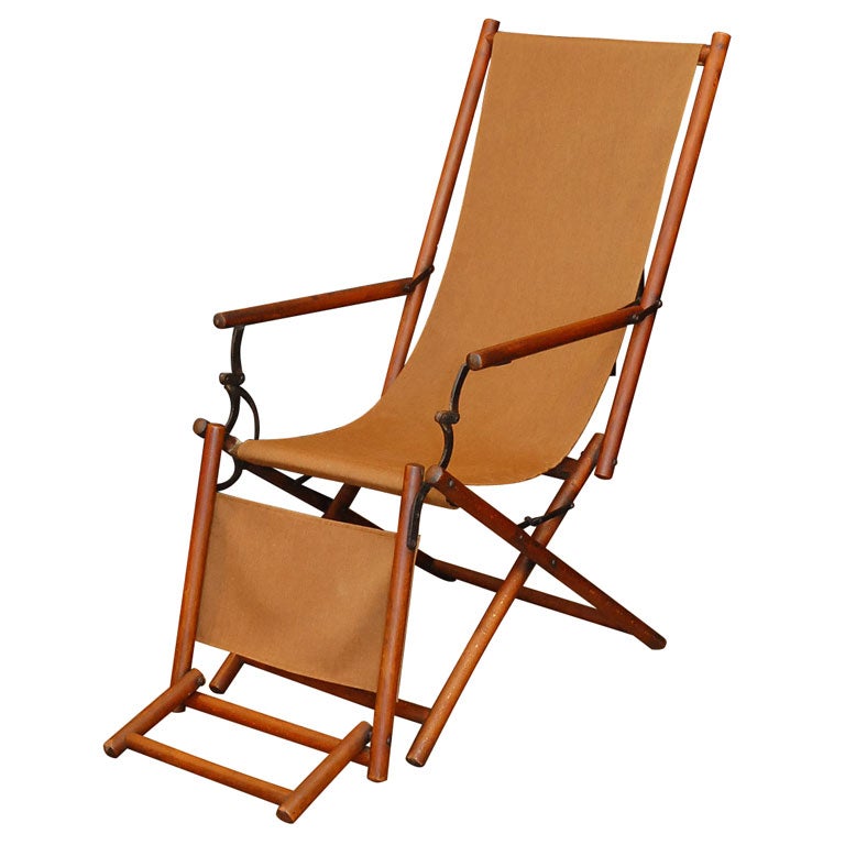 Rare fauteuil inclinable de campagne Napoléon