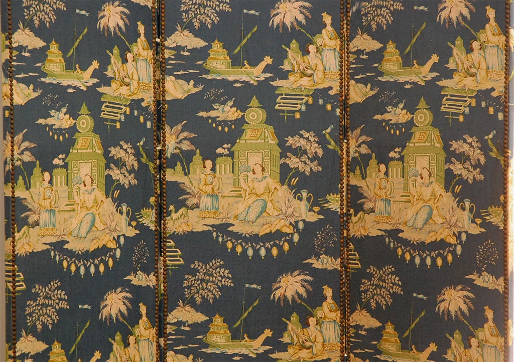 20th Century An Upholstered Chinoiserie Screen For Sale