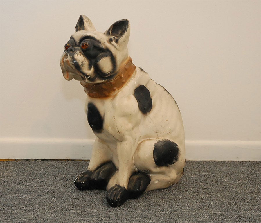 19THC ORIGINAL PAINTED CHALK DOG