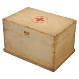 1920'S WHITE PAINTED RED CROSS  BOX
