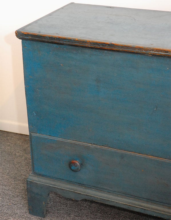 19th Century EARLY 19THC BLUE PAINTED  ONE DRAWER NEW ENGLAND CHEST