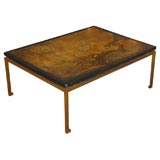 Lacquered and bronze base coffee table