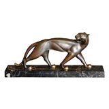 Art Deco bronze statue of a panther