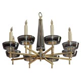 Vintage Bronze and Glass Chandelier by Lightolier