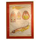 Framed German Anatomy Chart of a Shark