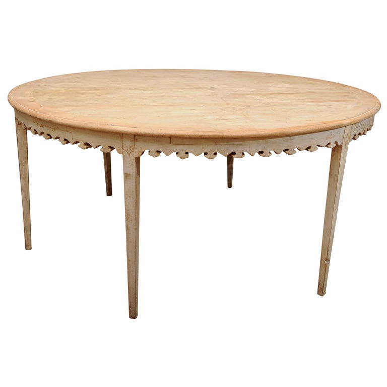 Rare Painted Gustavian Round Dining Table