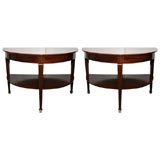 Pair of late 19th Century 2-tier mahogany demilune tables