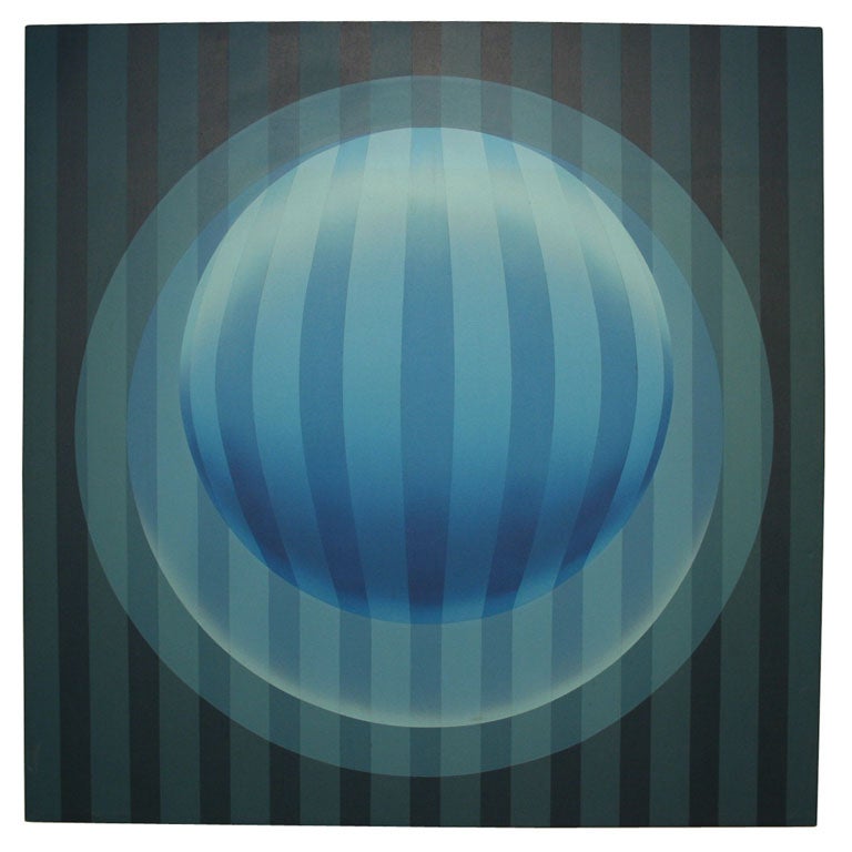 Large Oil on Canvas Op Art Painting by Nancy Peters