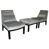 Pair of Slipper Chairs with Ottoman by Edward Wormley for Dunbar