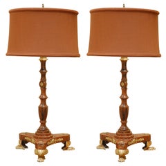Pair of 19th Century Globe Stand Lamps