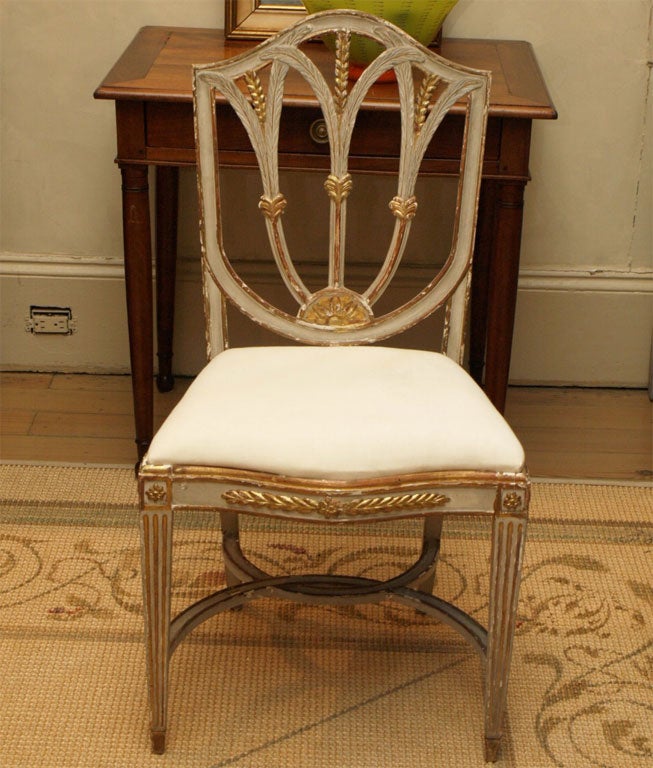 Set of 6 Italian painted & gilt dining chairs