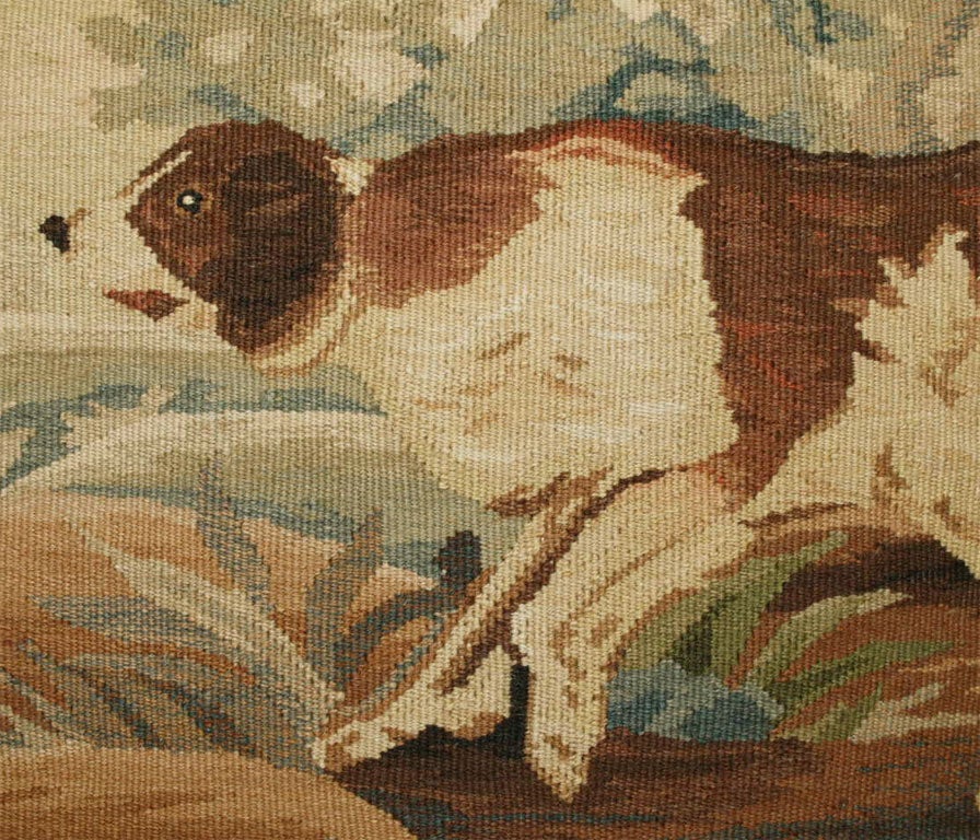 PAIR   of Aubusson Pillows of hunting dogs In Excellent Condition In New Orleans, LA