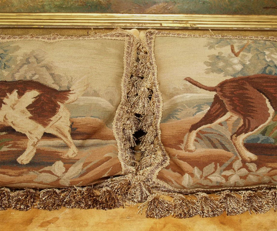 PAIR   of Aubusson Pillows of hunting dogs 2