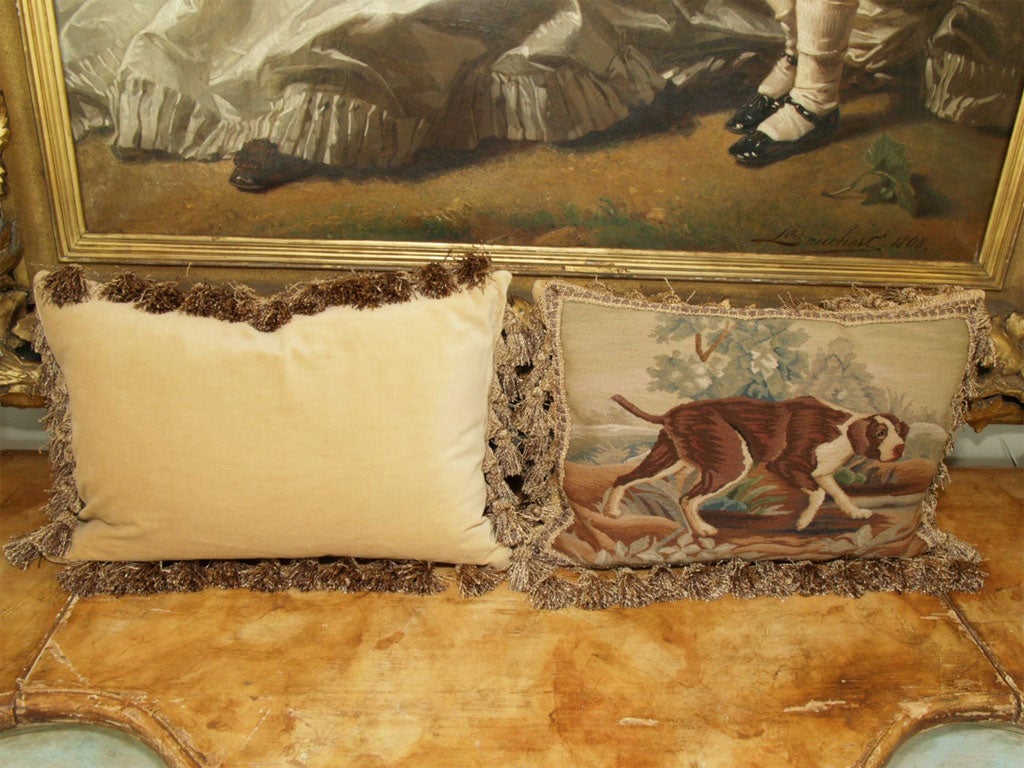 PAIR   of Aubusson Pillows of hunting dogs 4