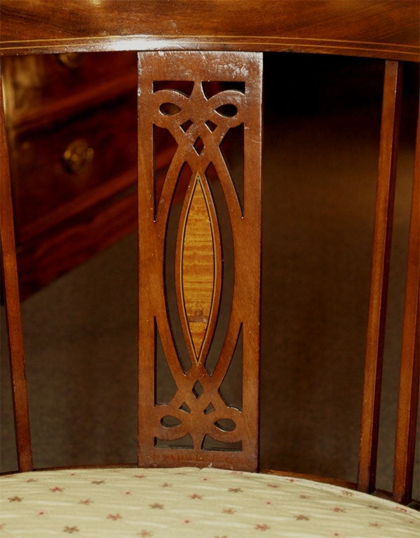 Pair antique English barrel back chairs. In Good Condition In New Orleans, LA