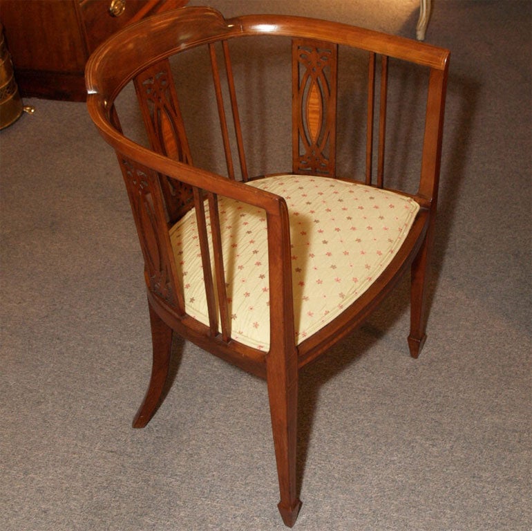 Pair antique English barrel back chairs. 3