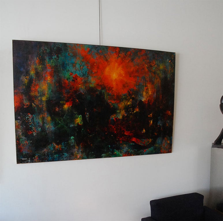 Mexican Very large abstract  painting by Leonardo Nierman