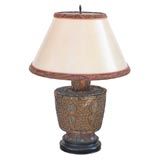 Antique  oriental tole lamp with cuustomed parchmin shade