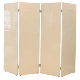 Large Four Panel Lacquered Folding Screen with Chrome Detail