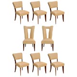 Set of Eight Upholstered Fin Leg Dining Chairs by Paul Laszlo