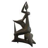 Carved Wood Modernist Sculpture