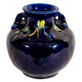 Awaji Art Pottery Cobalt Flambe Glaze  Vase