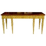 GEORGE III STYLE CARVED AND GILT MAHOGANY SERVING TABLE
