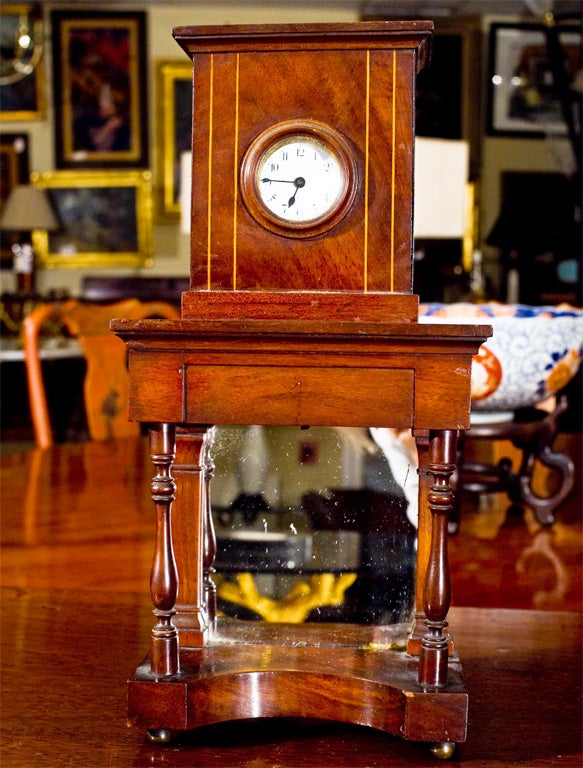 MINIATURE SATINWOOD INLAID MAHOGANY PIER TABLE/WATCH HOLDER