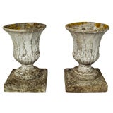 Antique Pair of Composed Stone Urns