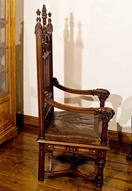 English Carved Mahogany Bishop's Chair