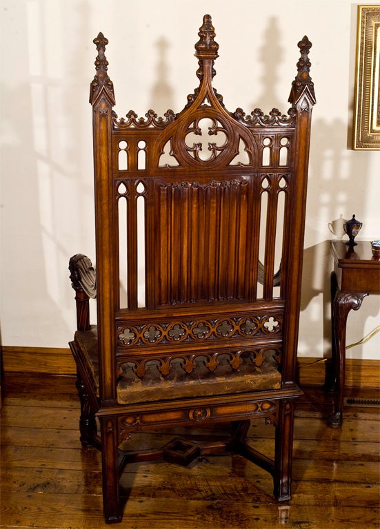 19th Century Carved Mahogany Bishop's Chair