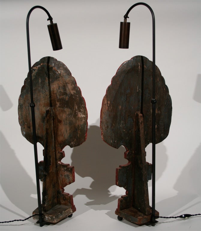 A Pair of 18th Century Processional Panels Mounted as Lamps 3