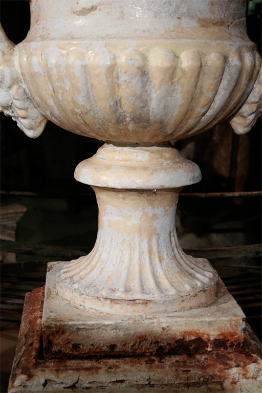 Pair of English 19th century cast iron urns For Sale 4