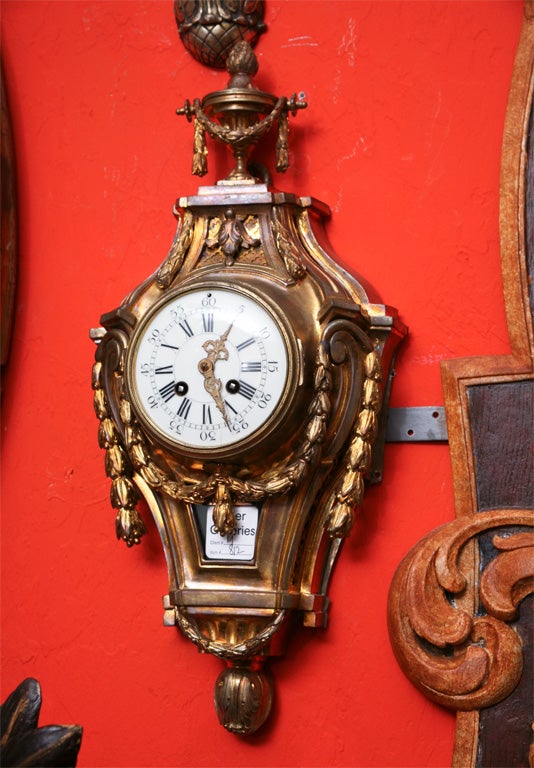 19th Century Bronze Cartel Clock with Brevete Movement
