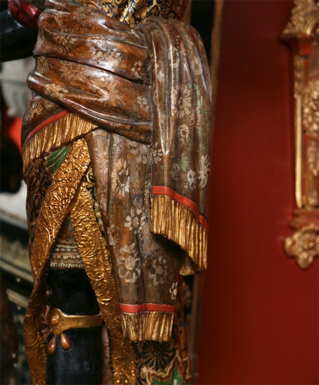 Wood 19th Century Venetian Carved and Polychrome Blackamoor Figure For Sale