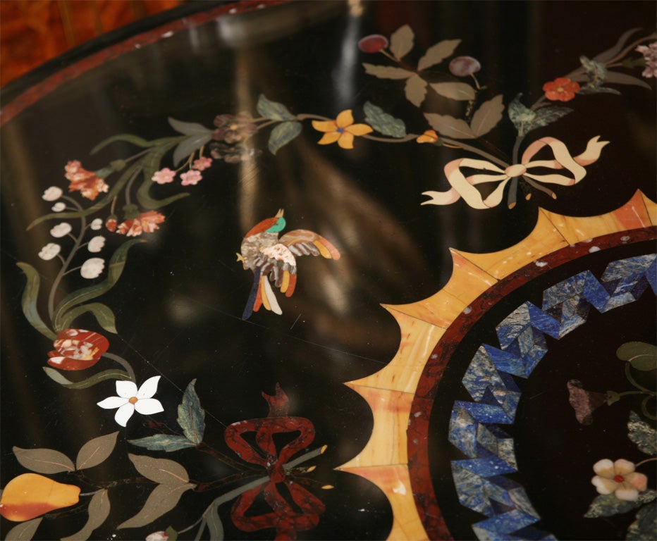 Large Italian Oval Pietre Dure Center Table - REDUCED 1