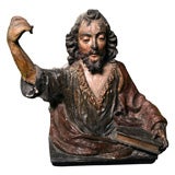 Antique 18th c.Spanish Colonial Carved Figure of the Apostle Saint Matthew (A352)