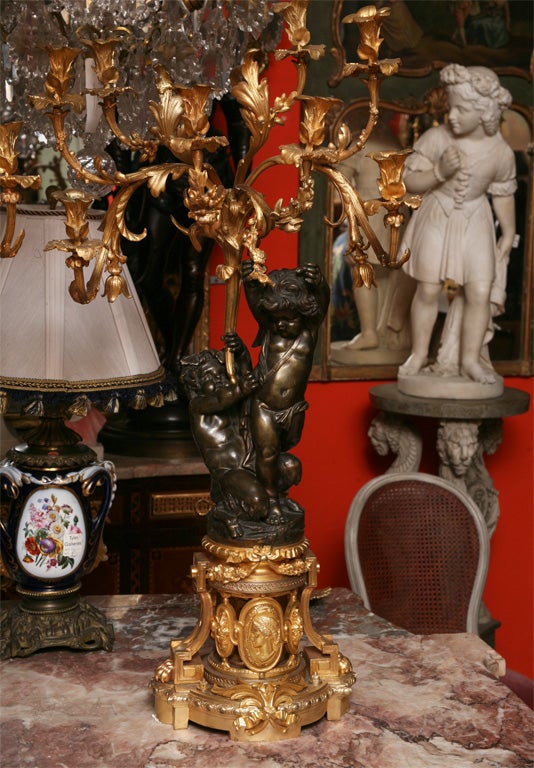 French Large Pair of 19th Century Louis XVI Bronze Figural Candelabra For Sale